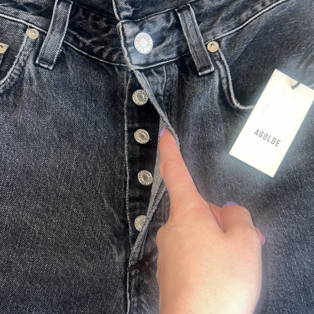 Agolde Echo‎ Taper Jean Flip Waistband Zephyr Wash Black Size 27 NWT - Picture 11 of 13
